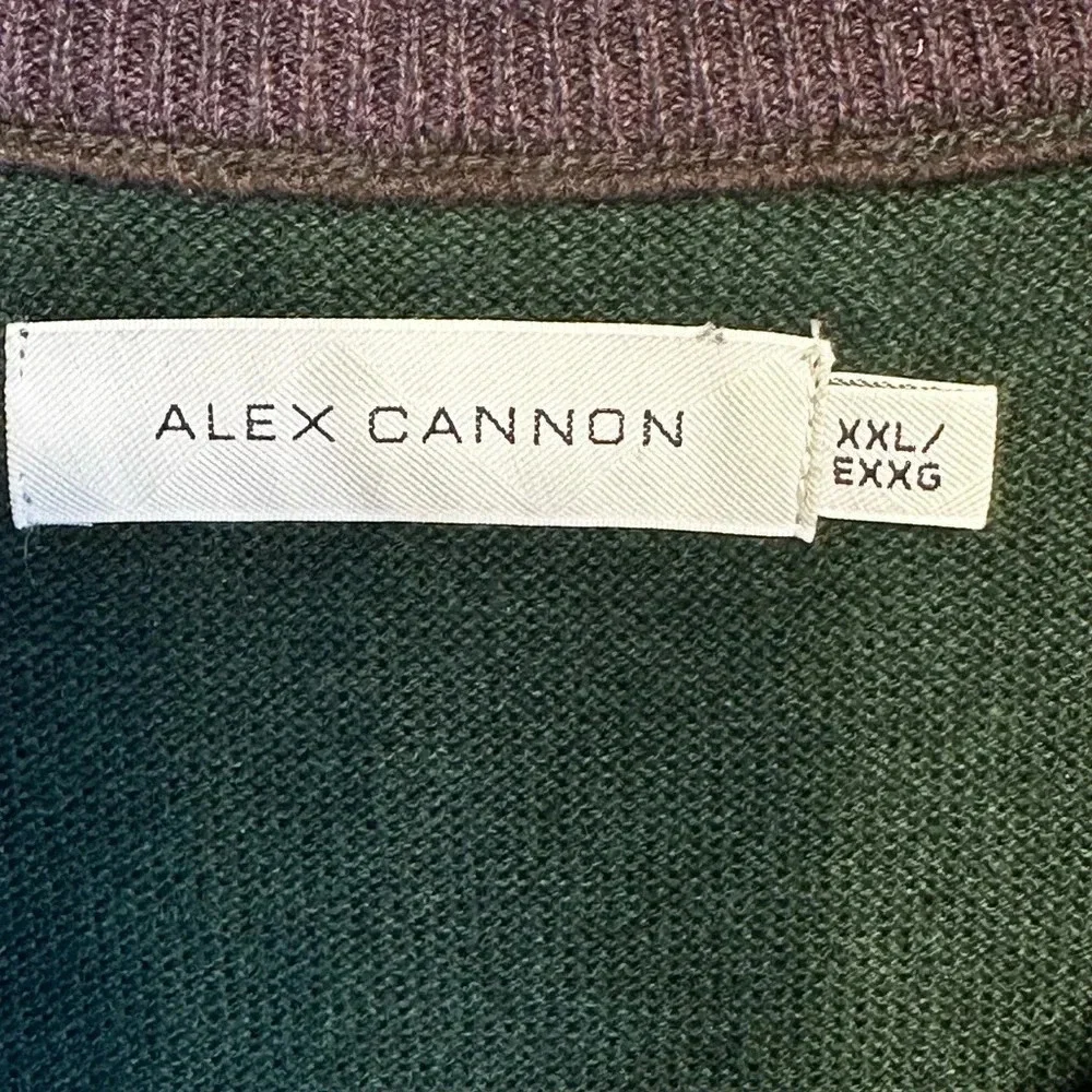 Alex Cannon Men’s Vintage Argyle Quarter zip sweater preppy academia Size XXL